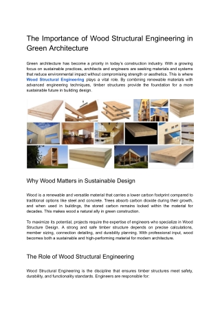 The Importance of Wood Structural Engineering in Green Architecture