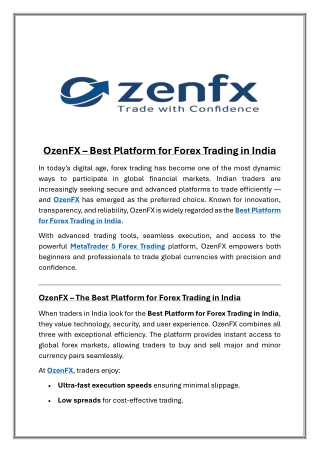 OzenFX Best Platform for Forex Trading in India