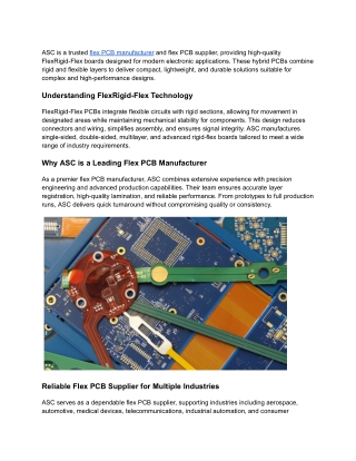 Advanced Flex and Rigid-Flex PCB Solutions
