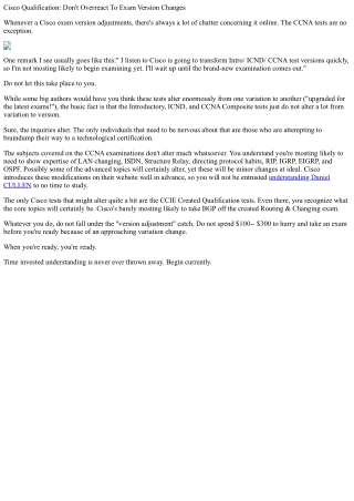Cisco certification do not overreact to examination variation changes