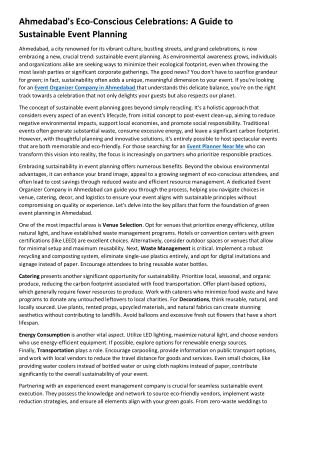 Ahmedabad's Eco-Conscious Celebrations A Guide to Sustainable Event Planning