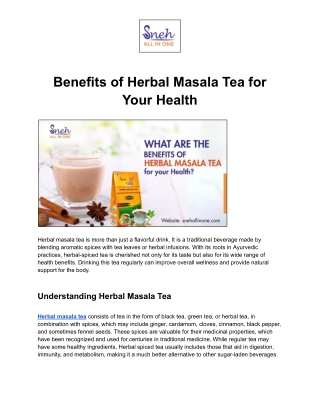 Benefits of Herbal Masala Tea for Your Health