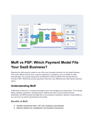 MoR vs PSP: Which Payment Model Fits Your SaaS Business?