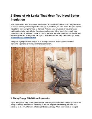 5 Signs of Air Leaks That Mean You Need Better Insulation