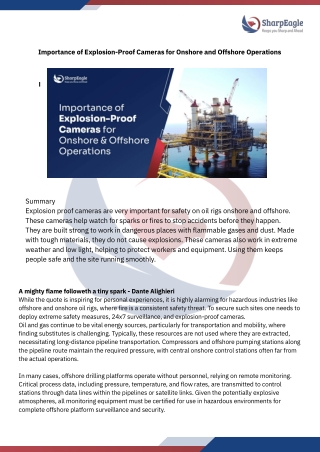 Importance of Explosion-Proof Cameras for Onshore and Offshore Operations