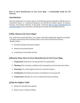 How to Grow Strawberries in Coir Grow Bags – A Sustainable Guide for UK Growers