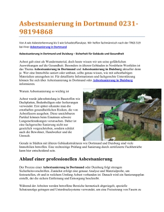 Asbestsanierung in Dortmund - Asbestwaechter.de