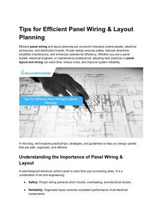 Tips for Efficient Panel Wiring & Layout Planning