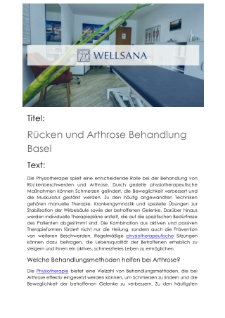 Rücken und Arthrose Behandlung Basel