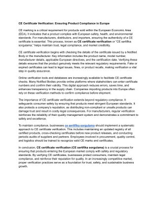 CE Certificate Verification_ Ensuring Product Compliance in Europe