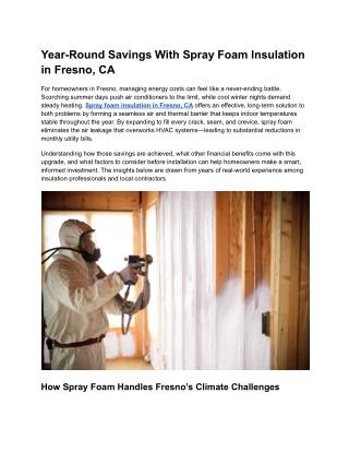 Year-Round Savings With Spray Foam Insulation in Fresno, CA