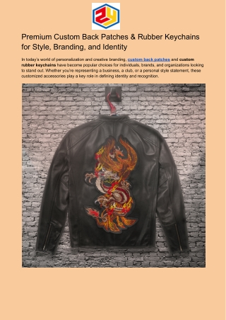 Premium Custom Back Patches & Rubber Keychains for Style, Branding, and Identity