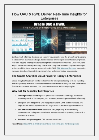 Oracle OAC & RWB: The Future of Reporting and Analytics