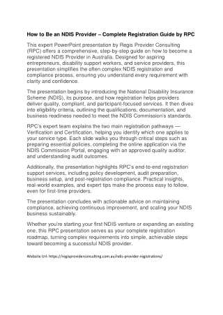 How to Be an NDIS Provider – Complete Registration Guide by RPC