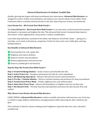 Advanced Skin Boosters for Radiant