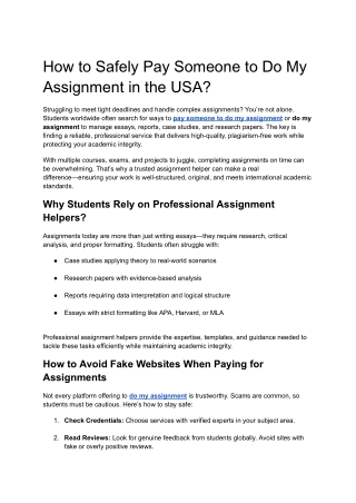 How to Safely Pay Someone to Do My Assignment in the USA