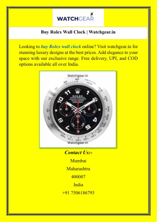 Buy Rolex Wall Clock | Watchgear.in