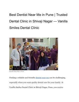Best Dentist Near Me in Pune _ Trusted Dental Clinic in Shivaji Nagar — Vanilla Smiles Dental Clinic