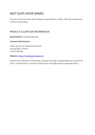 Avet Slips for Ladies Info