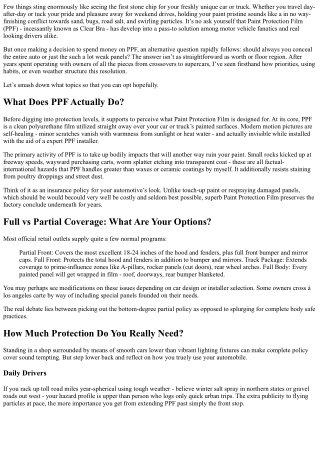 Should You Get Full or Partial PPF Coverage on Your Vehicle?