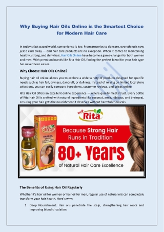 Why Buying Hair Oils Online is the Smartest Choice for Modern Hair Care