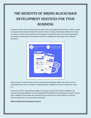 The Benefits of Hiring Blockchain Development Services for Your Business