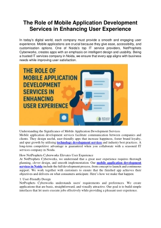 The Role of Mobile Application Development Services in Enhancing User Experience