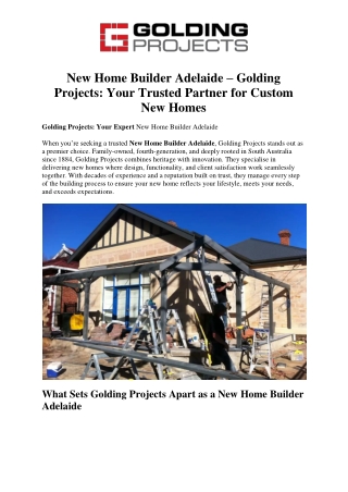 New Home Builder Adelaide