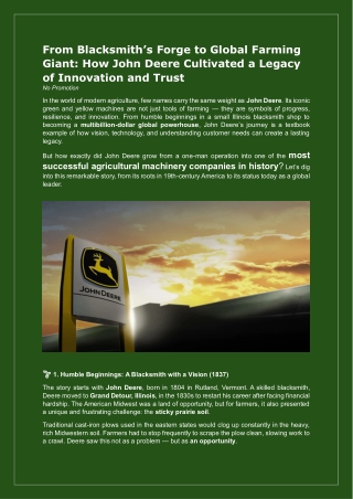 How John Deere Cultivated a Legacy of Innovation and Trust