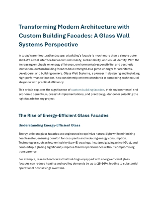 Transforming Modern Architecture with Custom Building Facades-Glass Wall Systems