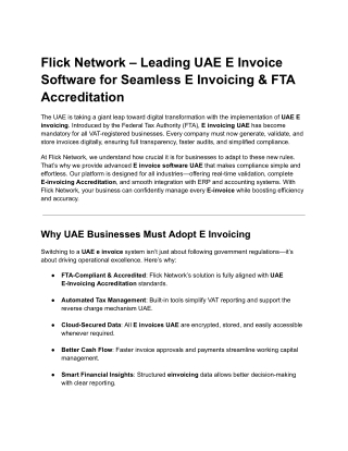 Flick Network – Leading UAE E Invoice Software for Seamless E Invoicing & FTA Accreditation