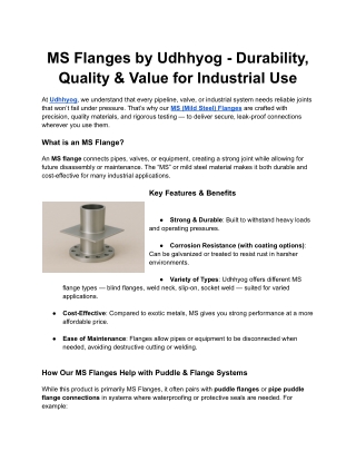 MS Flanges by Udhhyog - Durability, Quality & Value for Industrial Use