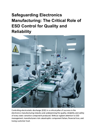 Safeguarding Electronics Manufacturing: The Critical Role of ESD Control