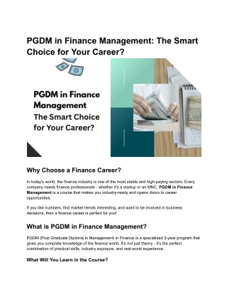 PGDM in Finance Management_ The Smart Choice for Your Career_