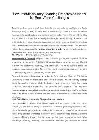 How Interdisciplinary Learning Prepares Students for Real-World Challenges