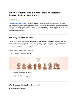Handcrafted Bronze Idols from Artistick Icon – Pure Bronze and Brass Divine Scul