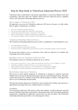 Step-by-Step Guide to VidyaGyan Admission Process 2025