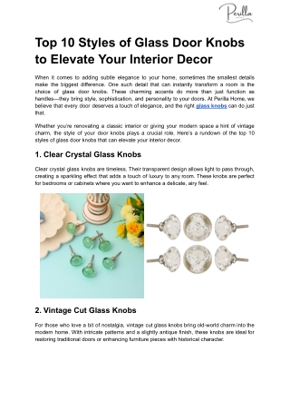 Top 10 Styles of Glass Door Knobs to Elevate Your Interior Decor