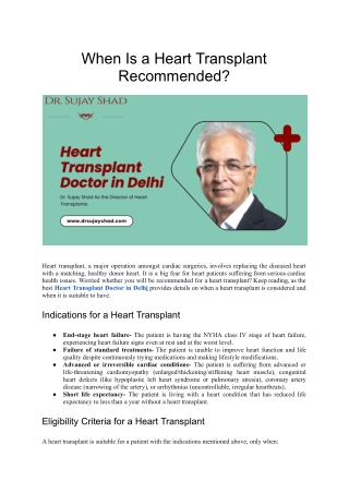 Heart Transplant Recommended