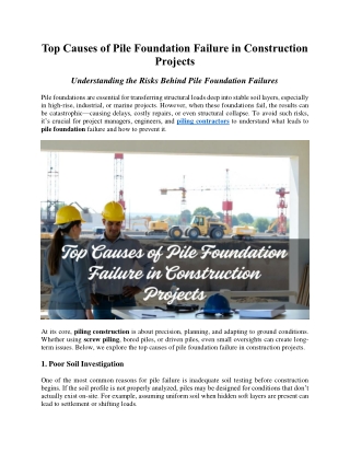 Top Causes of Pile Foundation Failure in Construction Projects