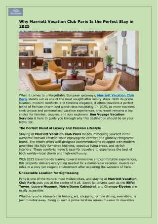 Experience Luxury at Marriott Vacation Club Paris
