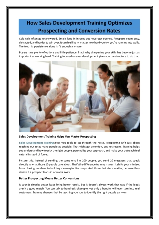 How Sales Development Training Optimizes Prospecting and Conversion Rates