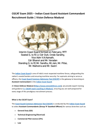 CGCAT Exam 2025 – Indian Coast Guard Assistant Commandant Recruitment Guide