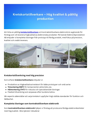 kontraktstillverkare elektronik