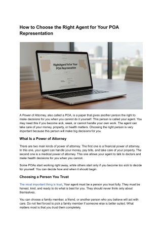 How to Choose the Right Agent for Your POA Representation