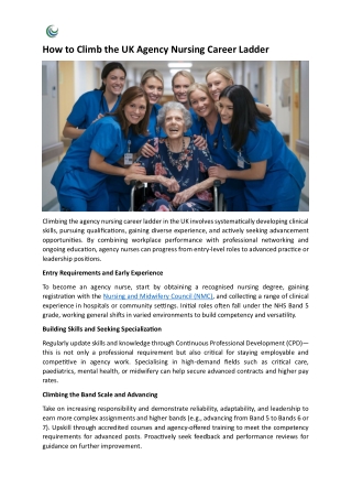 How to Climb the UK Agency Nursing Career Ladder
