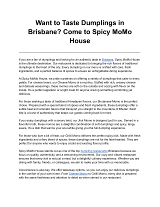 Want to Taste Dumplings in Brisbane