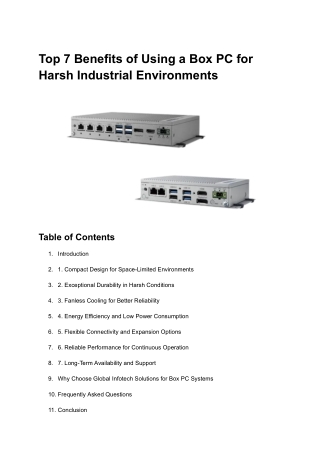 Top 7 Benefits of Using a Box PC for Harsh Industrial Environments