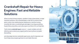 crankshaft repair for heavy engines