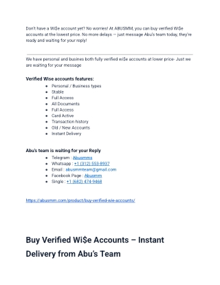 Best 7 Platforms for Safe Verified Wise Account Buying